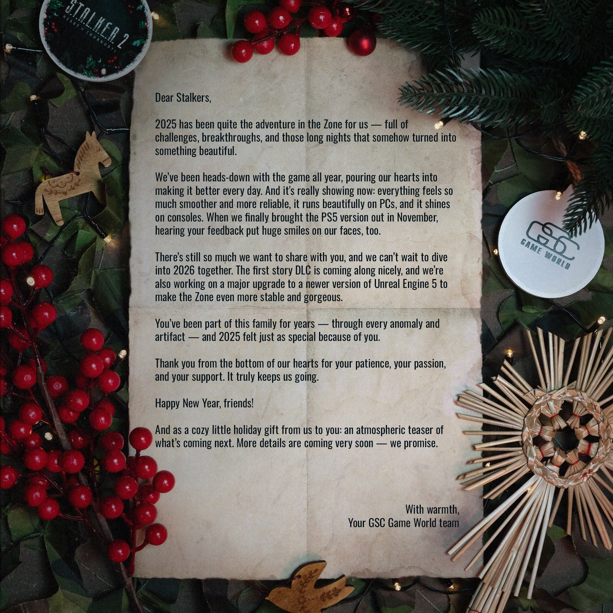 《S.T.A.L.K.E.R. 2: Heart of Chornobyl》最初のストーリーDLCは順調に開発進行中　新年トレーラーは「チェルノブイリ原子力発電所への再訪」